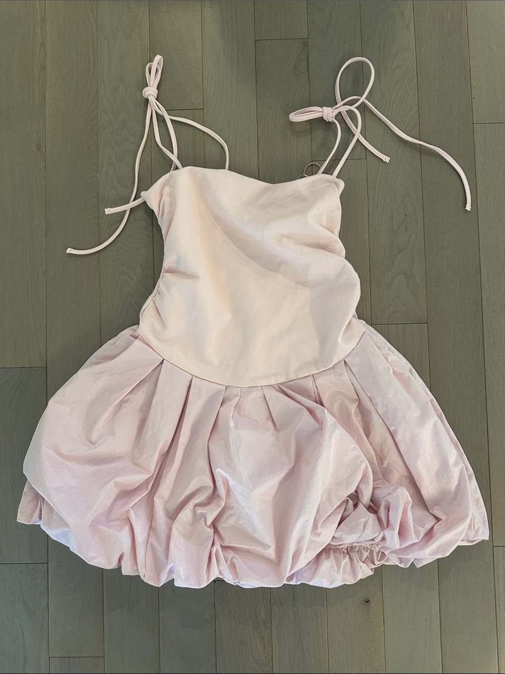 Free People Pale Pink Tie-Strap Mini Dress